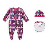 Emilio Pucci Set Tutina 3Pz Tutina-Bavetta-Cappello Fuxia per Neonata 9N0579 FUXIA EMILIO PUCCI 