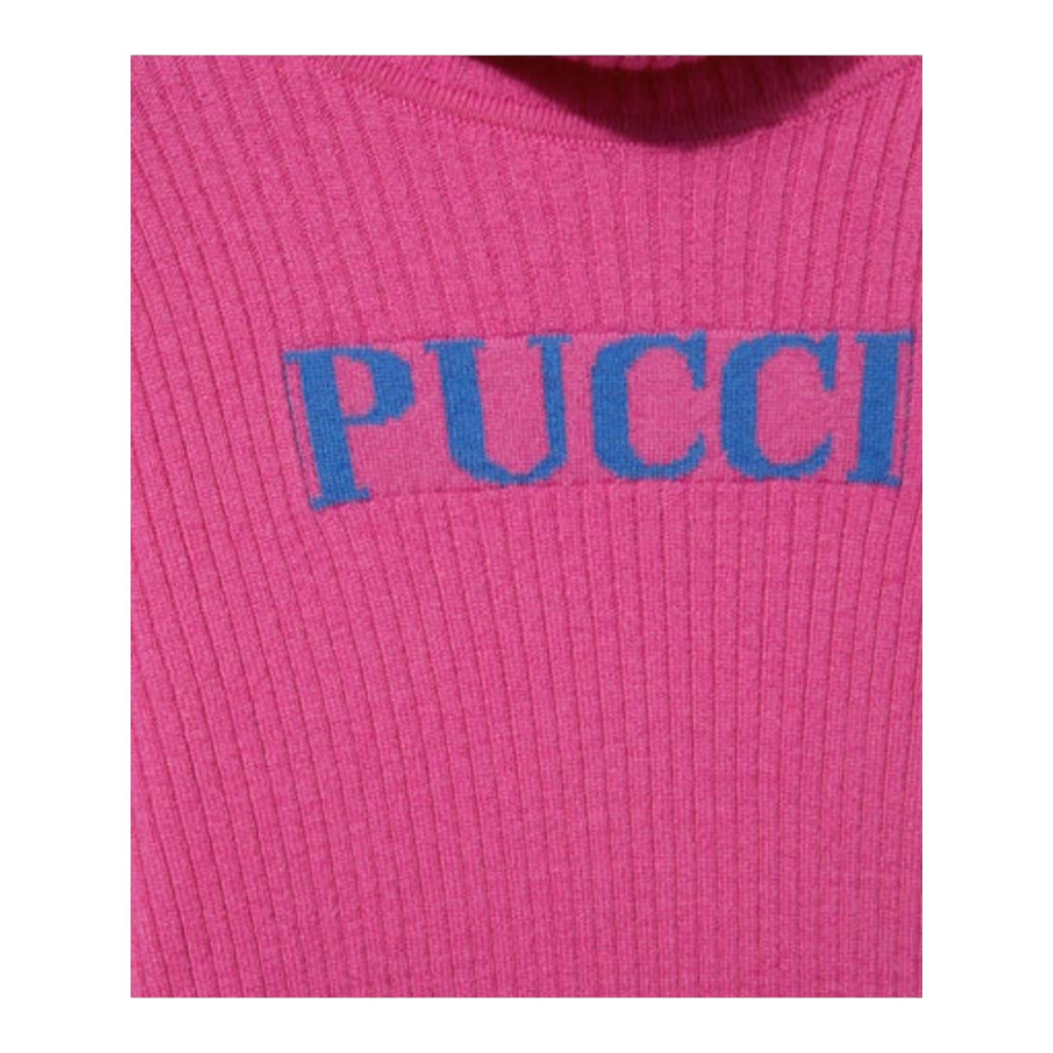 Emilio Pucci Maglia Collo Alto tinta unita con Logo Fuxia per Bambina PV9A40 FUXIA EMILIO PUCCI 