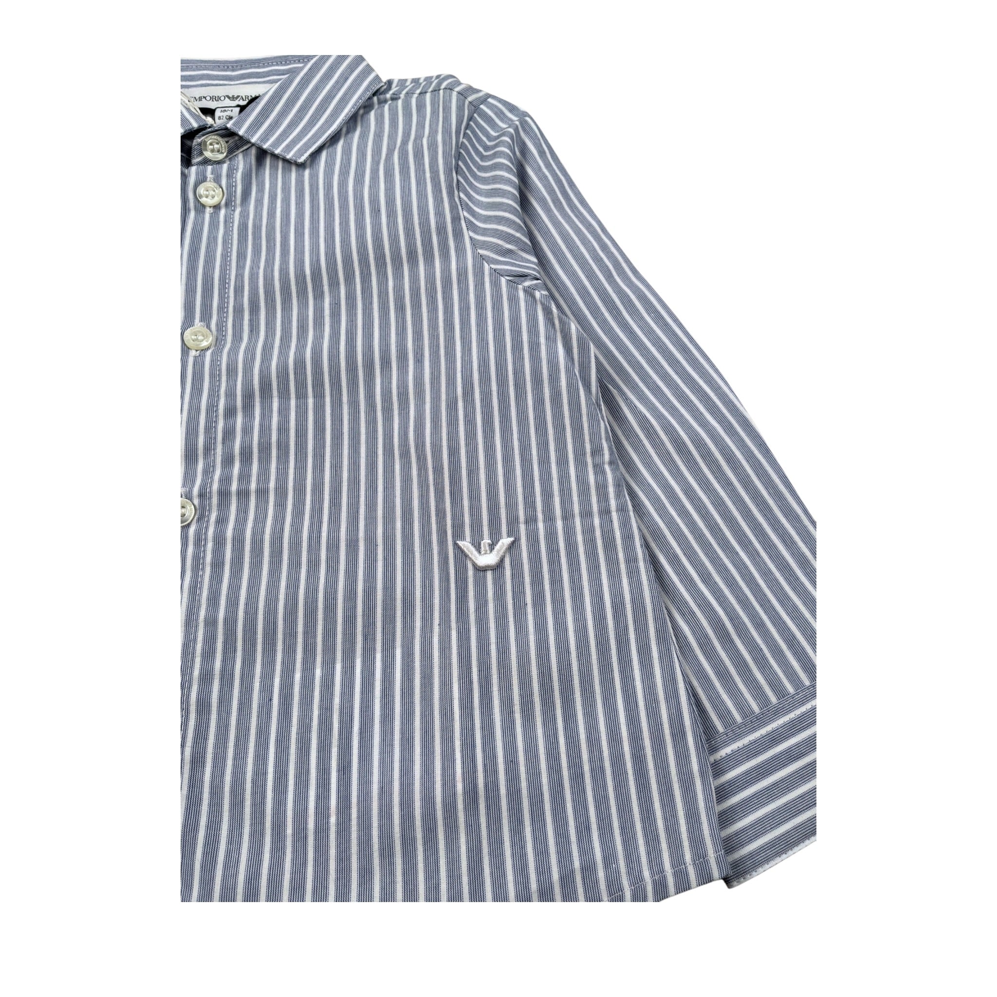 Emporio Armani Camicia Manica Lunga Fantasia A Righe Blu per Neonato 6DHCJD BLU EMPORIO ARMANI 