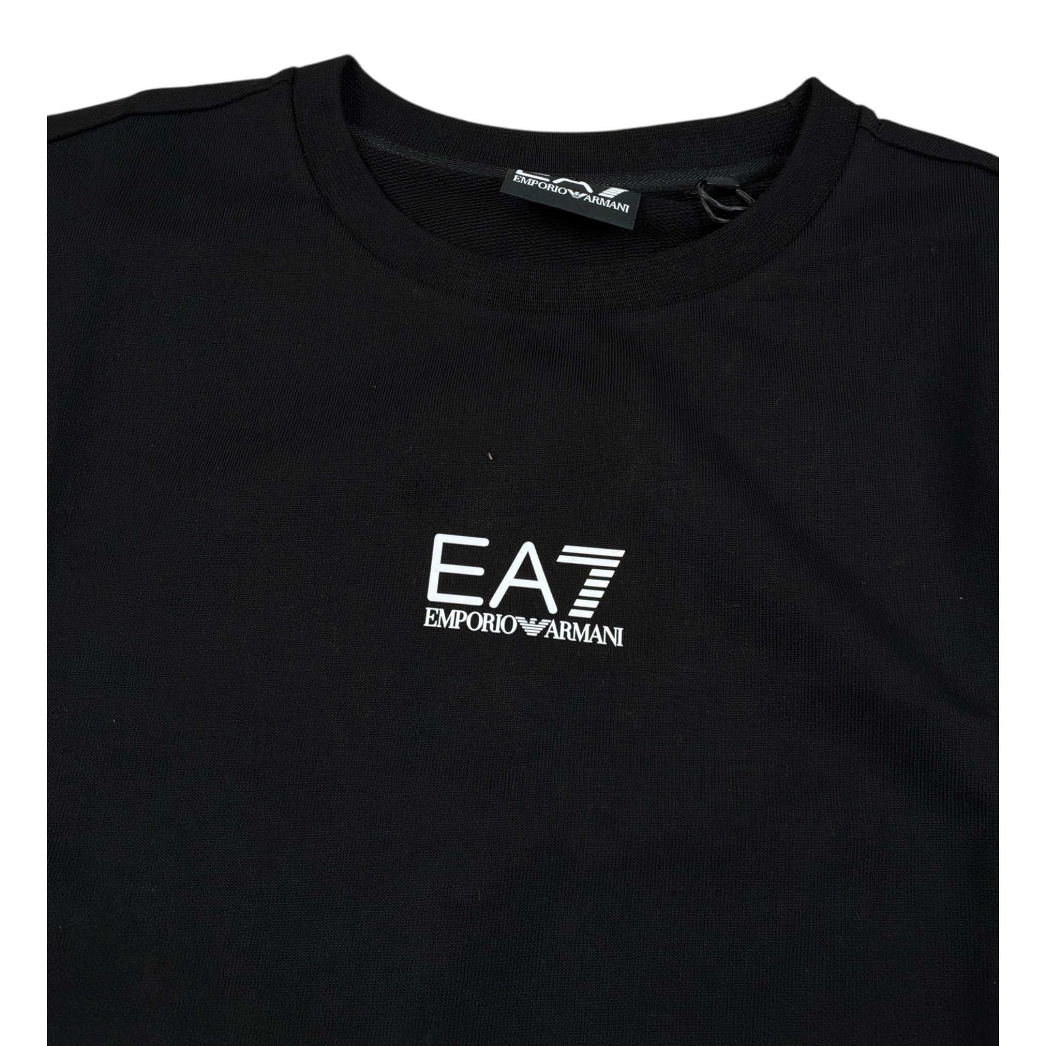 Emporio Armani Felpa Chiusa Girocollo tinta unita con Stampa Nero per Bambino 7B000025 NERO EMPORIO ARMANI 