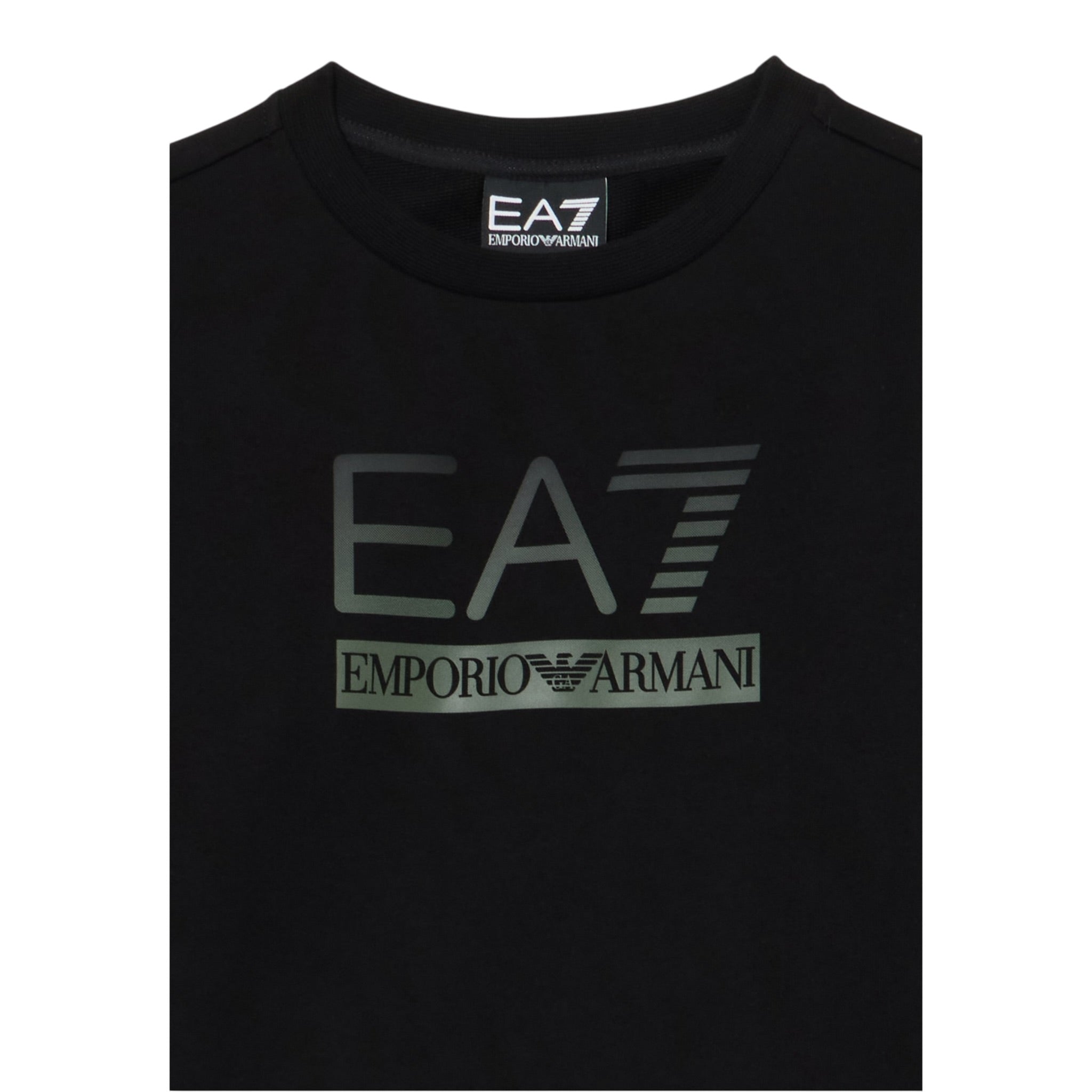 Emporio Armani Felpa Chiusa Girocollo tinta unita con Stampa Nero per Bambino 7B000170X NERO EMPORIO ARMANI 