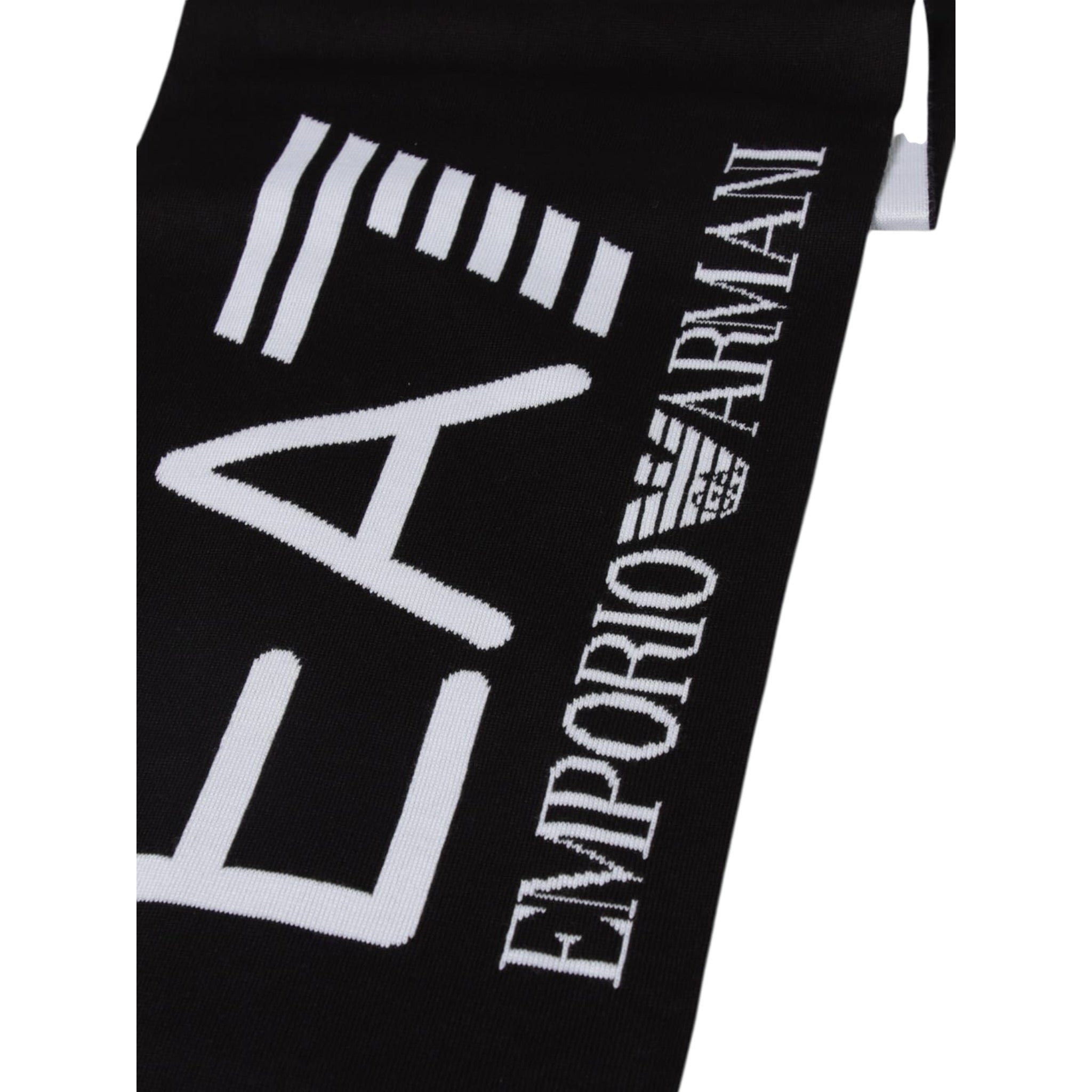Emporio Armani Sciarpa tinta unita con Logo In Contrasto Nero per Bambino 7X000007 NERO EMPORIO ARMANI 