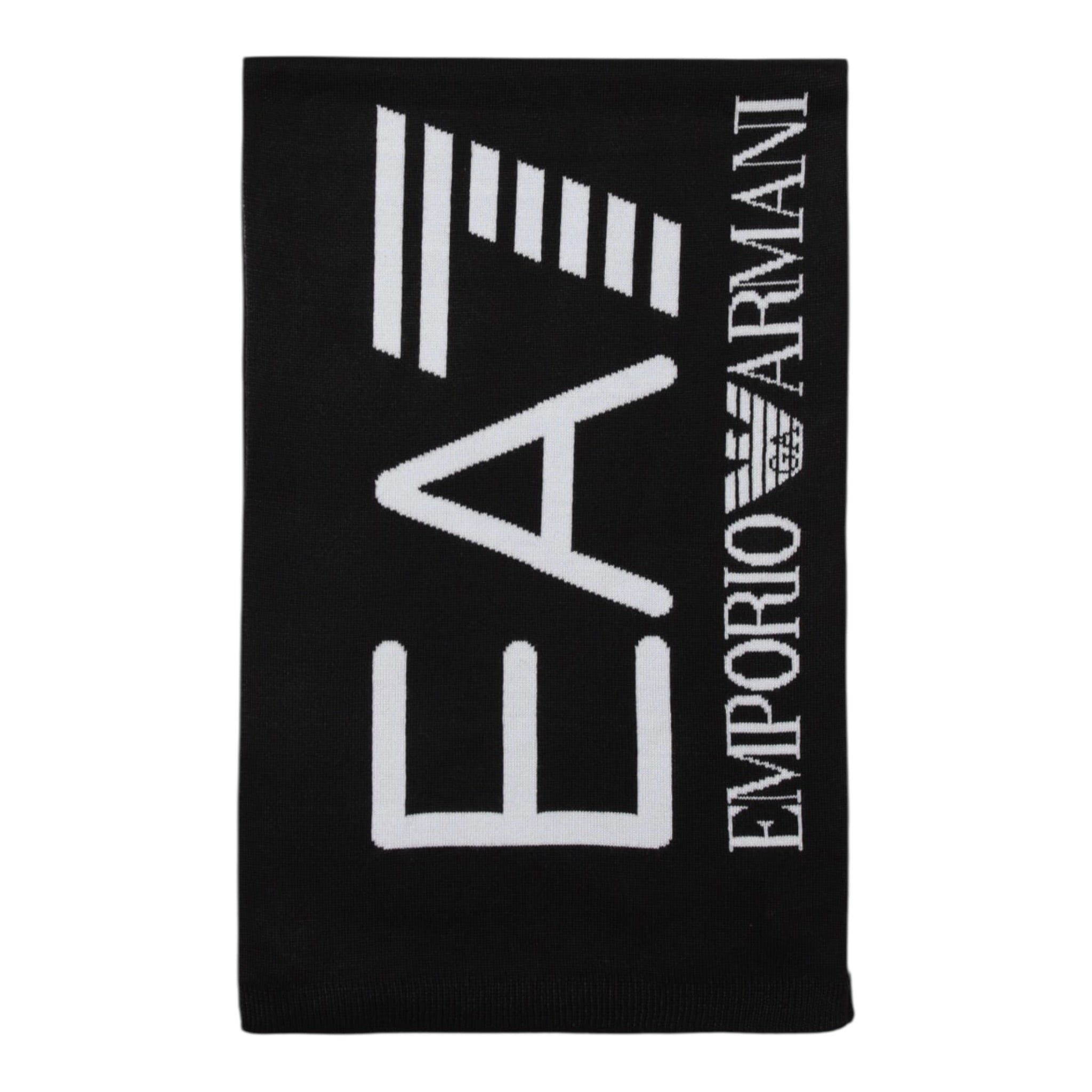 Emporio Armani Sciarpa tinta unita con Logo In Contrasto Nero per Bambino 7X000007 NERO EMPORIO ARMANI 