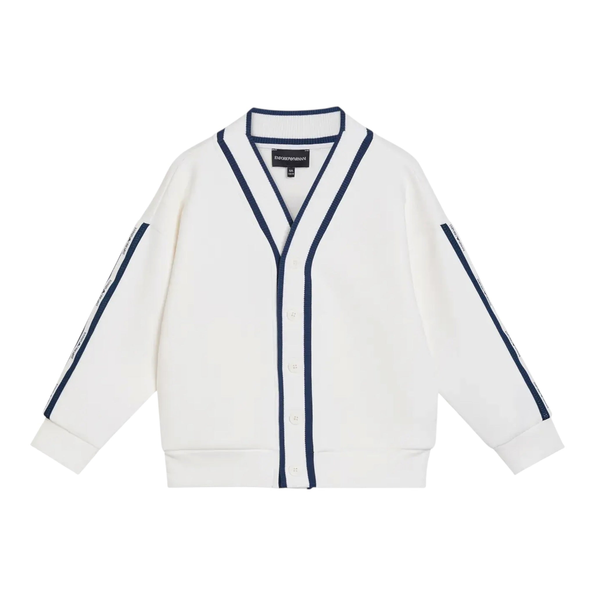 Emporio Armani Cardigan tinta unita con Logo Panna per Bambina EB000147 PANNA EMPORIO ARMANI 