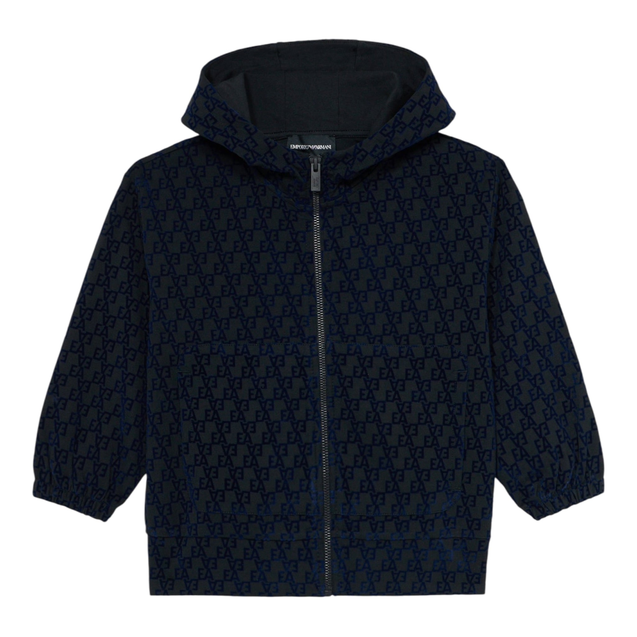 Emporio Armani Felpa tinta unita con Cappuccio E Zip Blu per Bambino EB000468 BLU EMPORIO ARMANI 