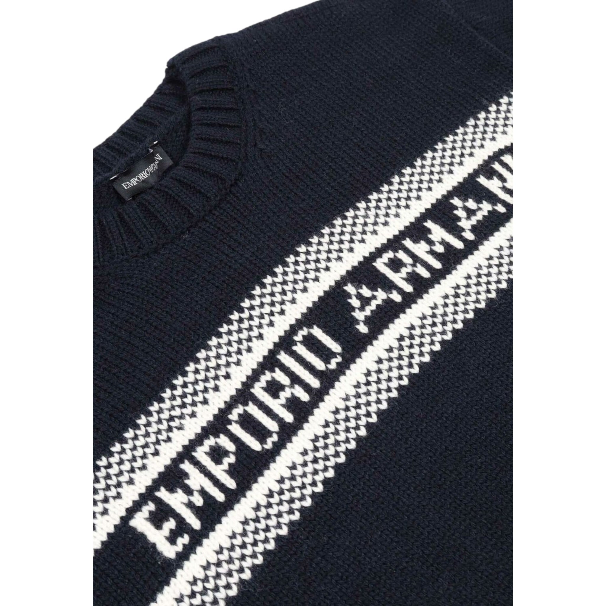 Emporio Armani Maglia Girocollo Tinta Unitoa con Logo Blu per Bambino EB000807 BLU EMPORIO ARMANI 
