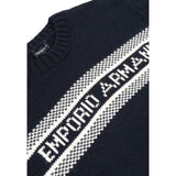 Emporio Armani Maglia Girocollo Tinta Unitoa con Logo Blu per Bambino EB000807 BLU EMPORIO ARMANI 