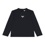 Emporio Armani Shirt Girocollo tinta unita con Logo Blu per Neonato EB00418 BLU EMPORIO ARMANI 