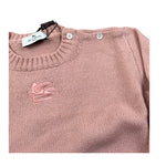Etro Maglia Girocollo tinta unita con Ricamo Rosa per Neonata GV9000 ROSA ETRO 