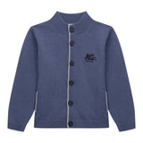 Etro Cardigan tinta unita con Ricami Blu per Neonato GV9510 BLU ETRO 