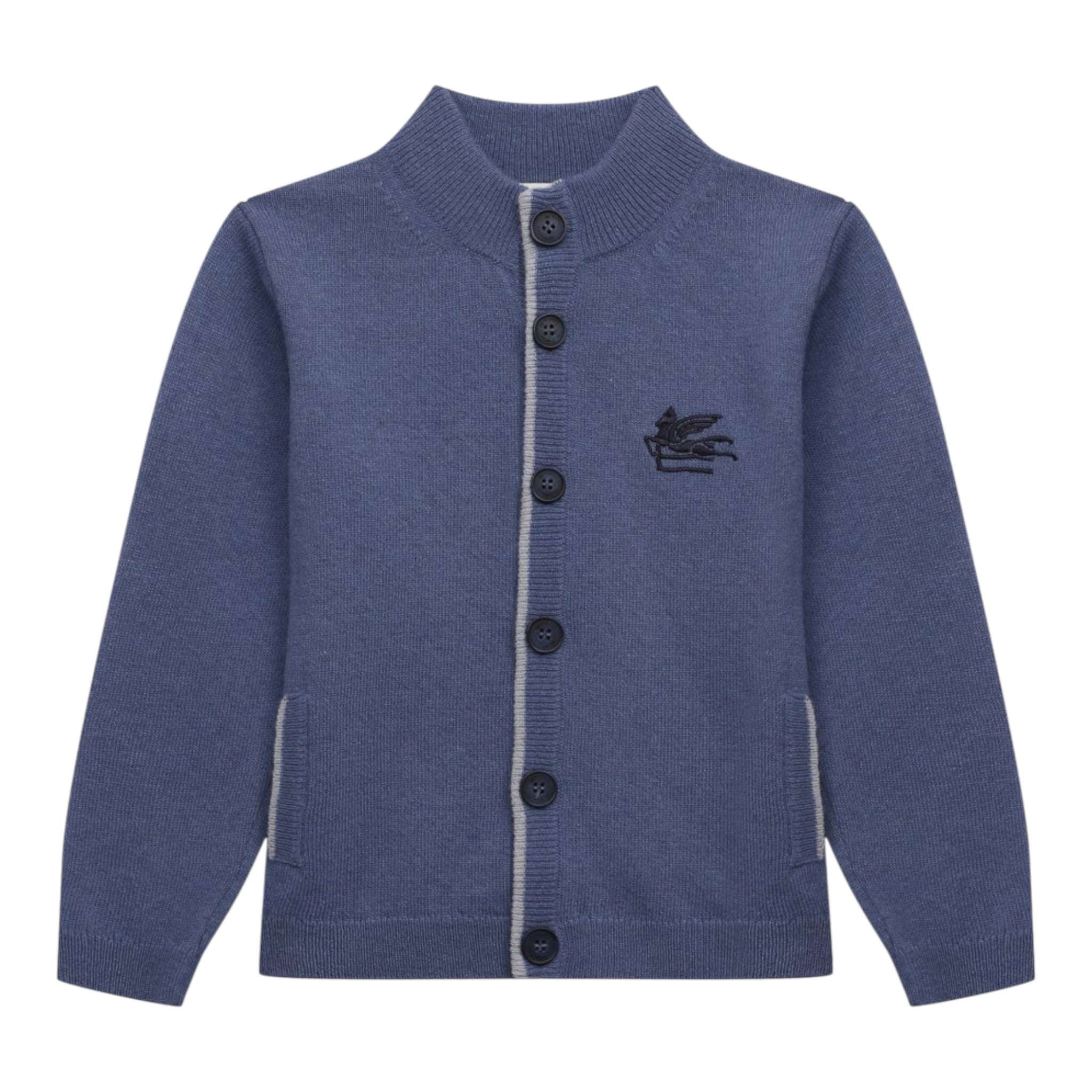 Etro Cardigan tinta unita con Ricami Blu per Neonato GV9510 BLU ETRO 
