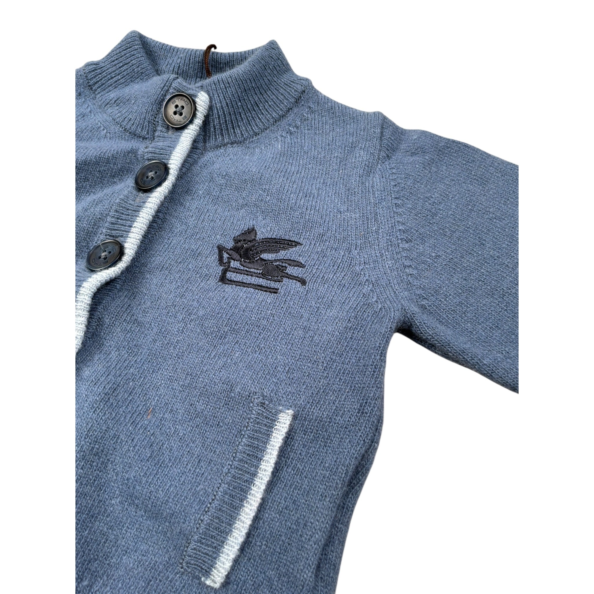 Etro Cardigan tinta unita con Logo Azzurro per Bambino GV9P10 AZZURRO ETRO 