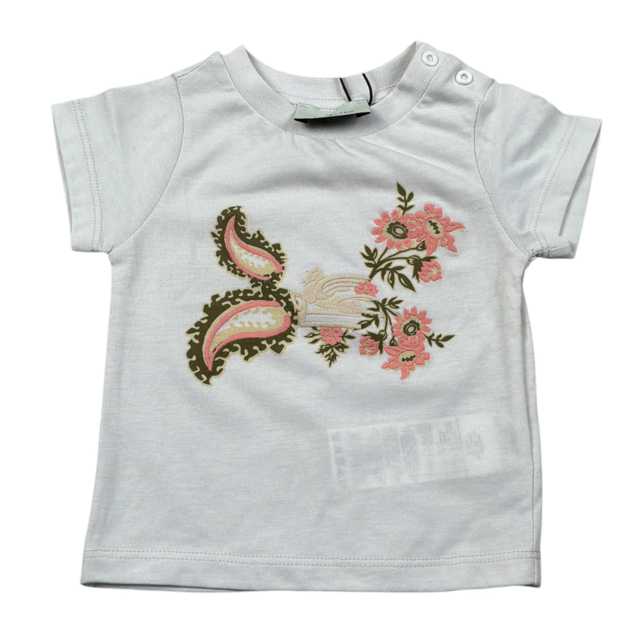 Etro T-Shirt Girocollo tinta unita con Ricami Bianco per Neonata GW8011 BIANCO ETRO 