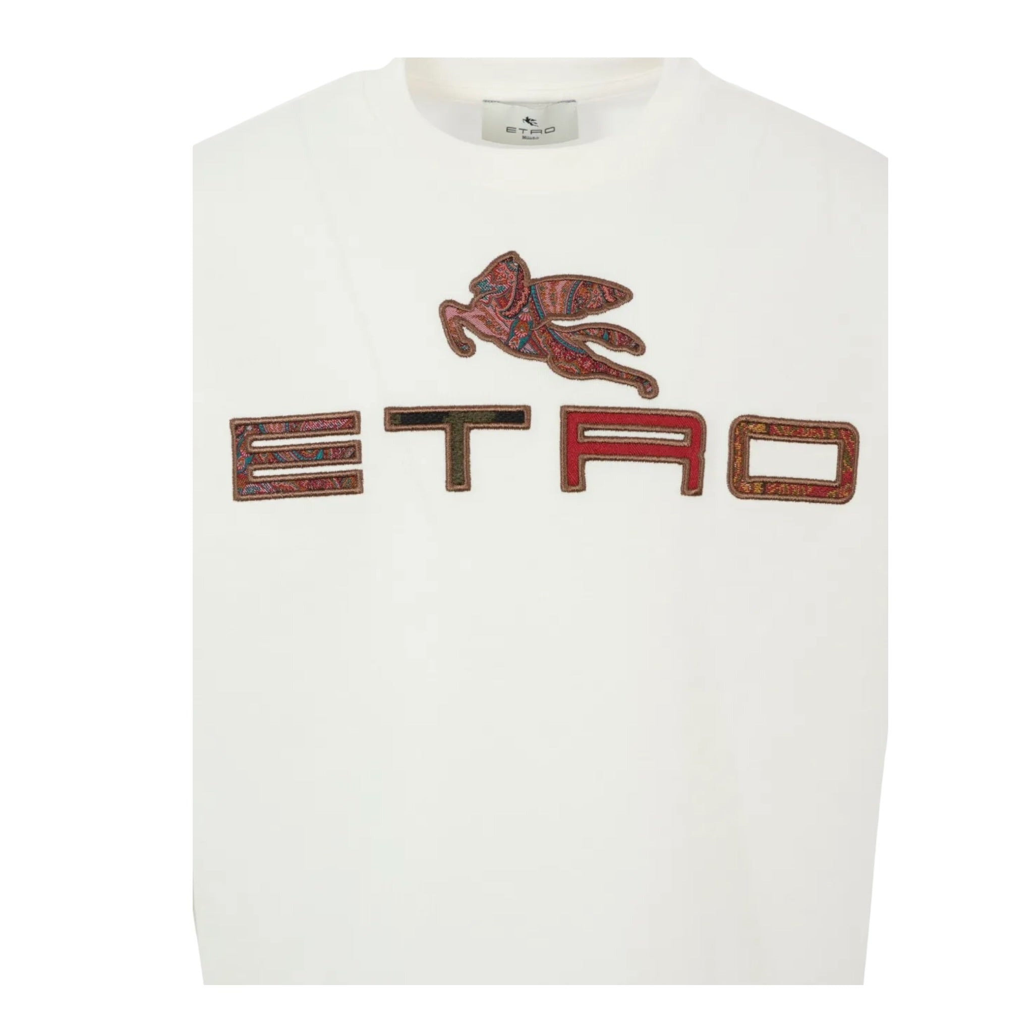 Etro T-Shirt Girocollo tinta unita con Stampa Bianco per Bambina GX8P21 BIANCO ETRO 