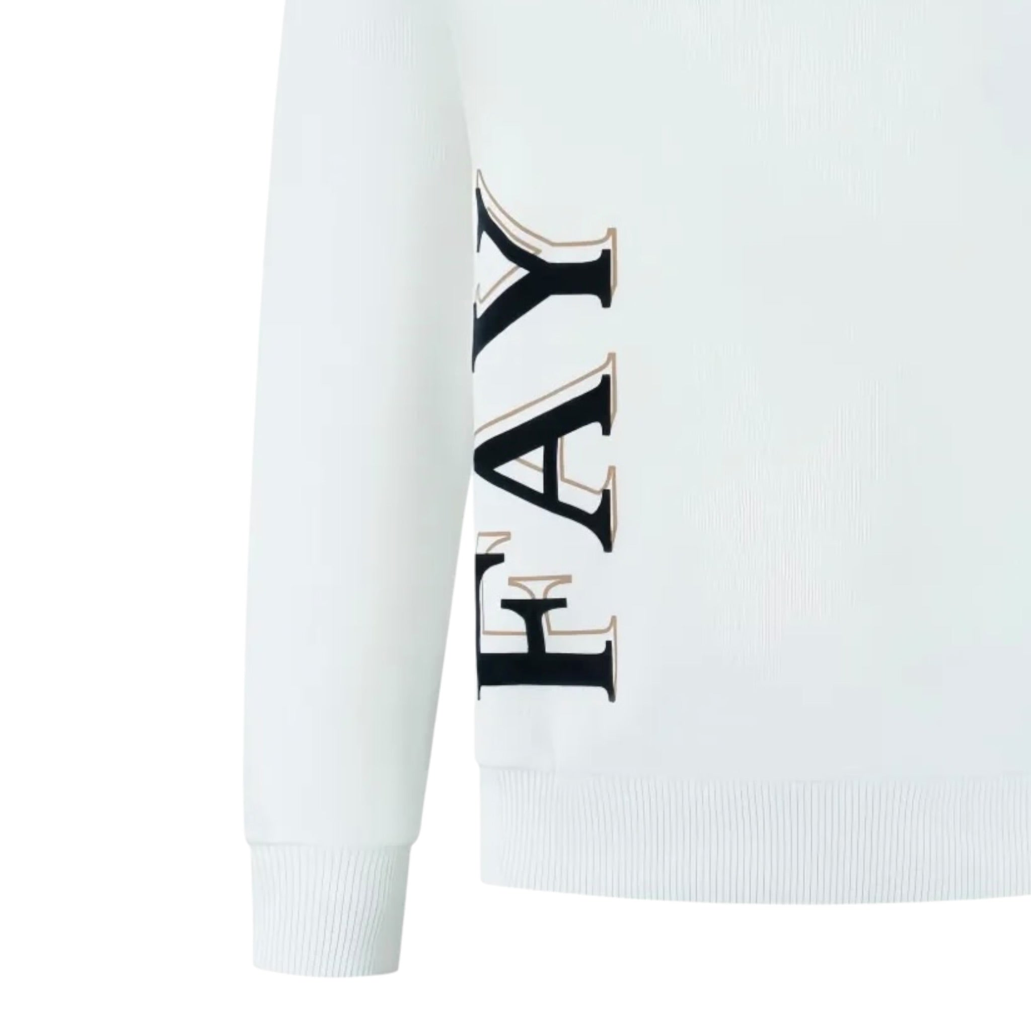 Fay Felpa Chiusa Girocollo tinta unita con Logo Panna per Bambino FX4P00X PANNA FAY 