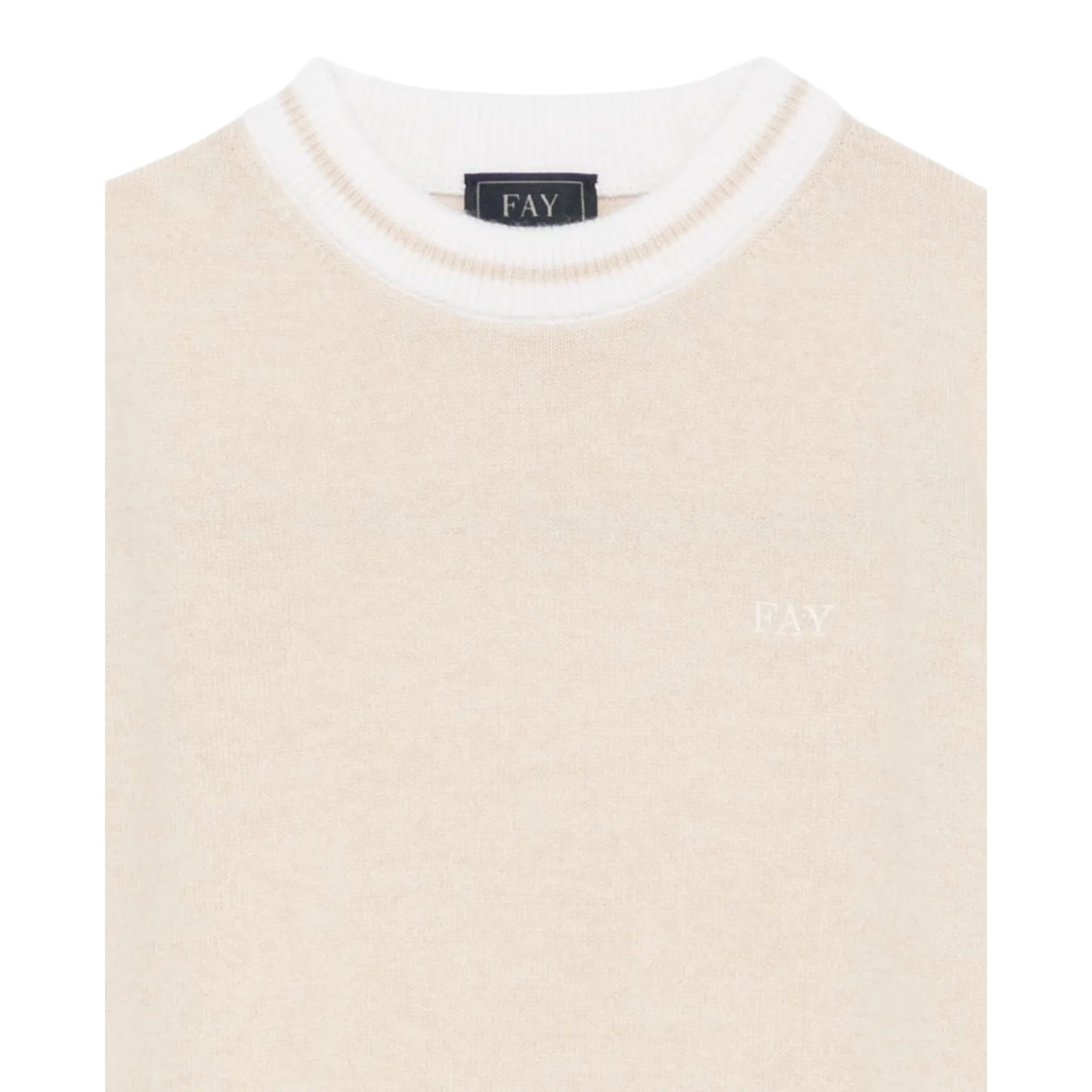 Fay Maglia Girocollo tinta unita con Logo Beige per Bambino FX9P30 BEIGE FAY 