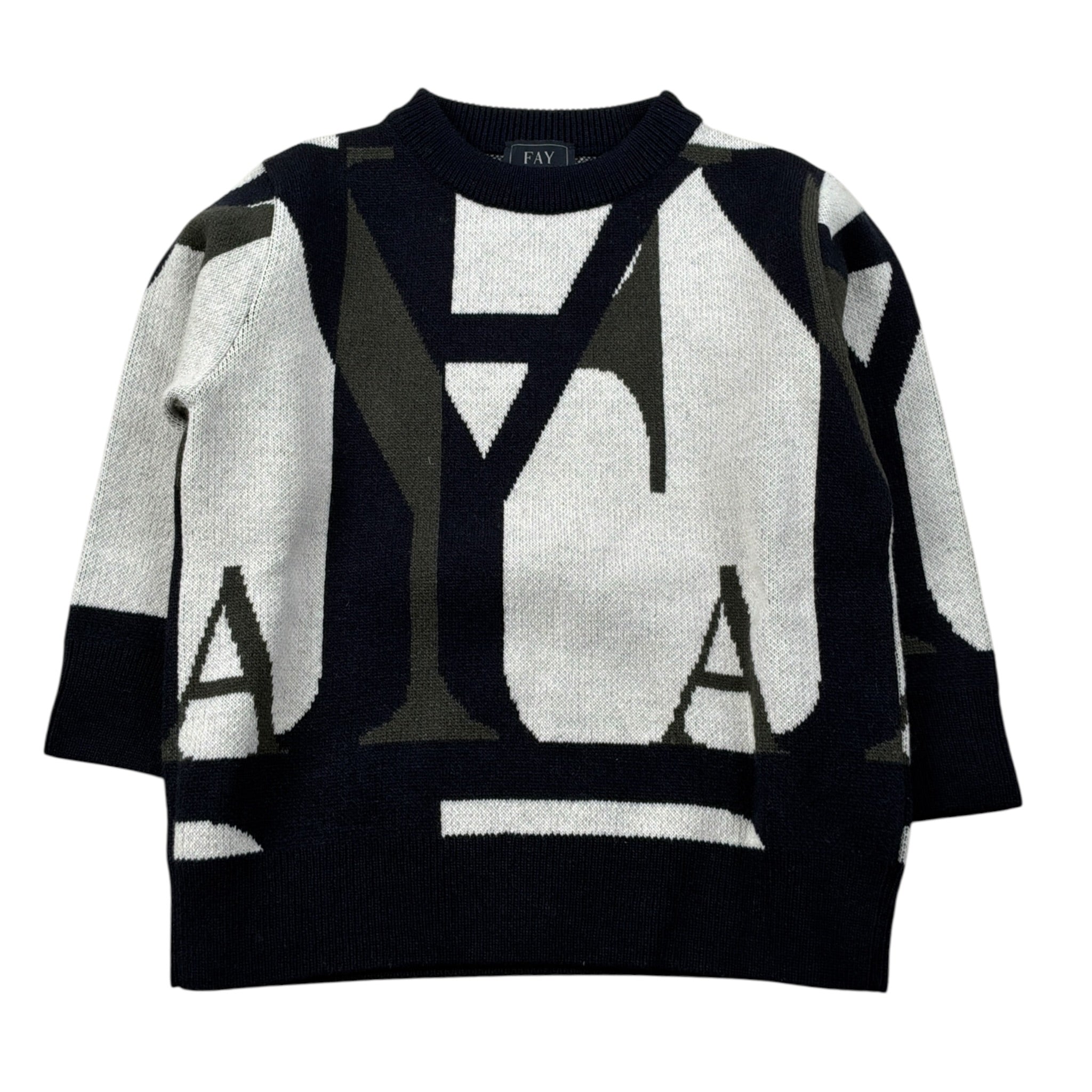 Fay Maglia Girocollo tinta unita con Logo Blu per Bambino FX9P50 BLU FAY 