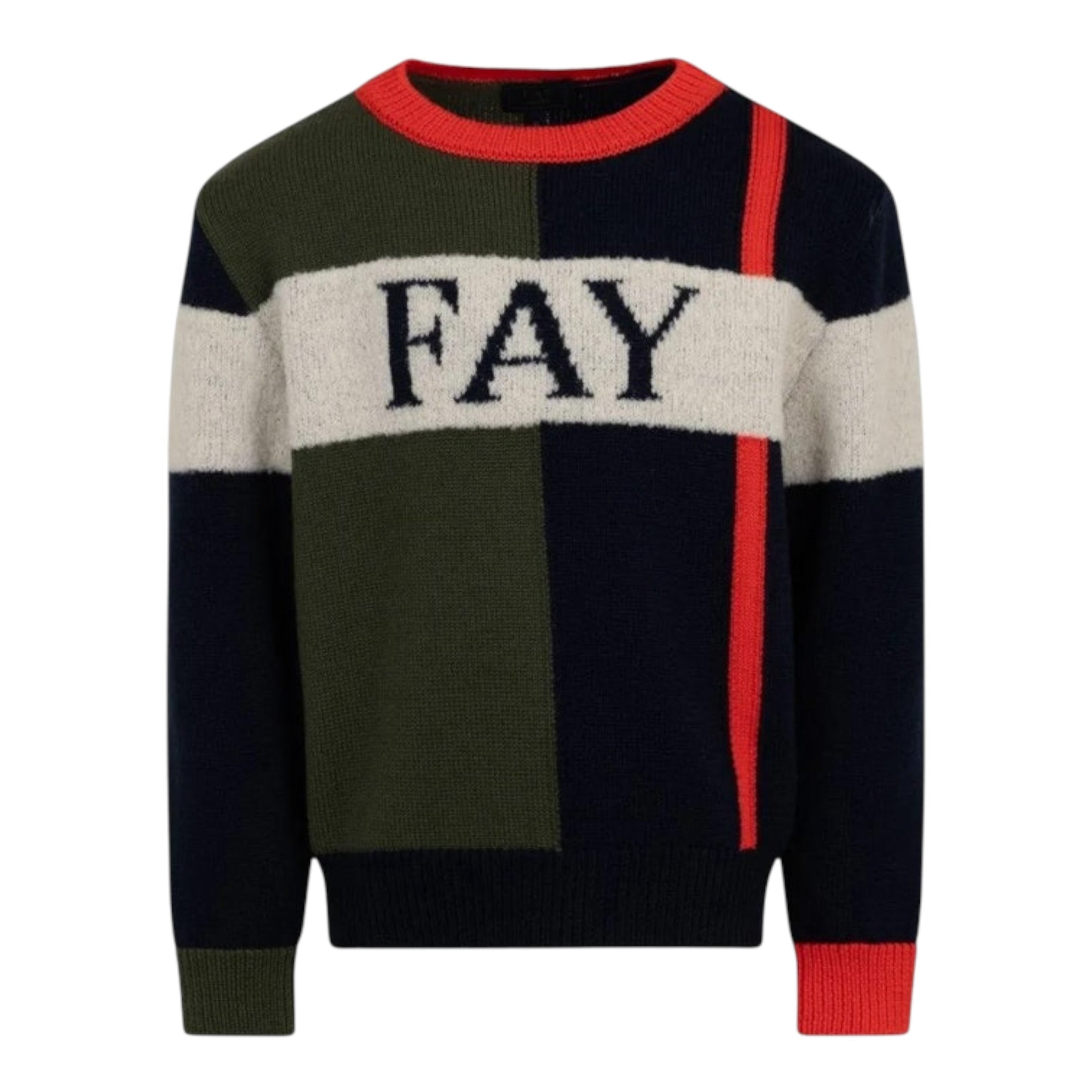 Fay Maglia Tricolore con Stampa Blu per Bambino FX9P60 BLU FAY 