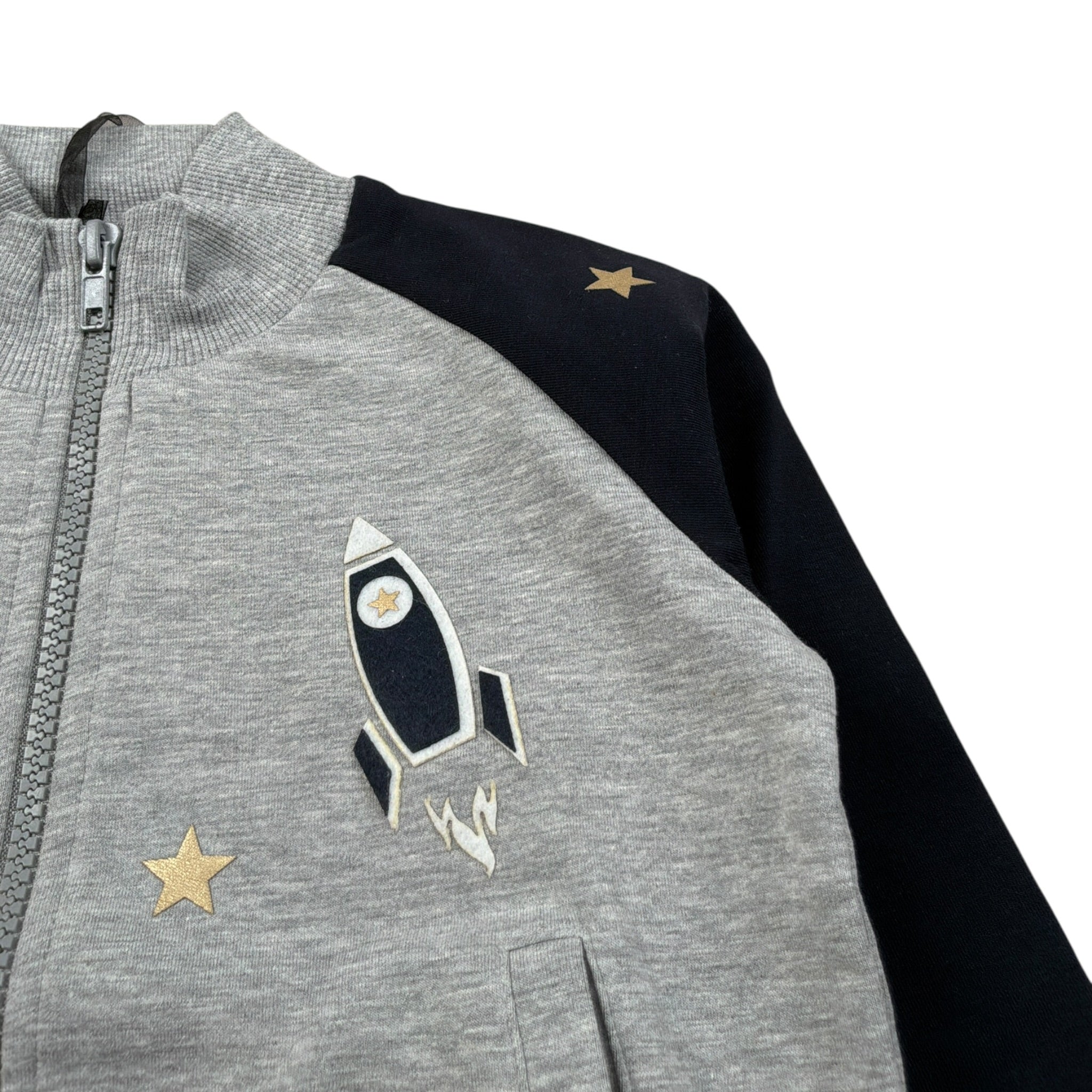 Monnalisa Felpa con Zip tinta unita con Stampe Grigio per Bambino 252801 GRIGIO MONNALISA 