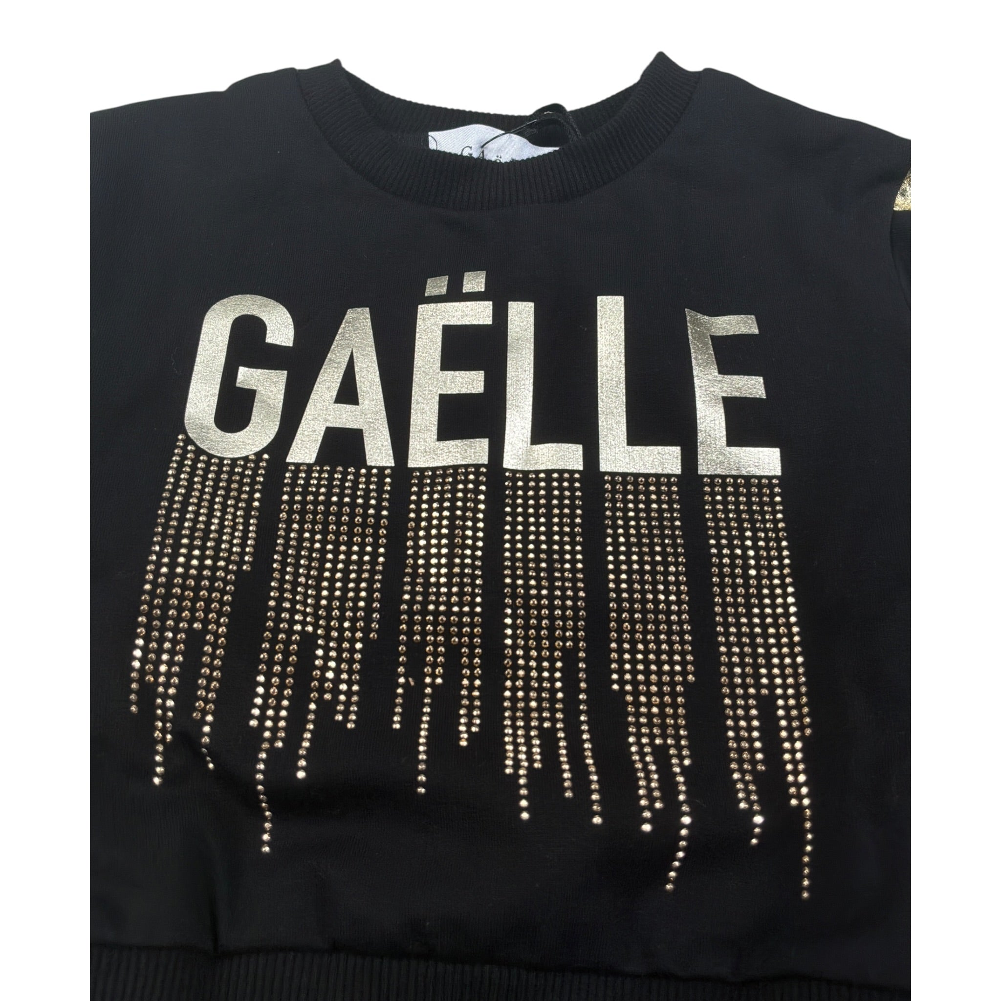 Gaelle Felpa Chiusa Girocollo tinta unita con Stampa Nero per Bambina 2741FY00631 NERO GAELLE 