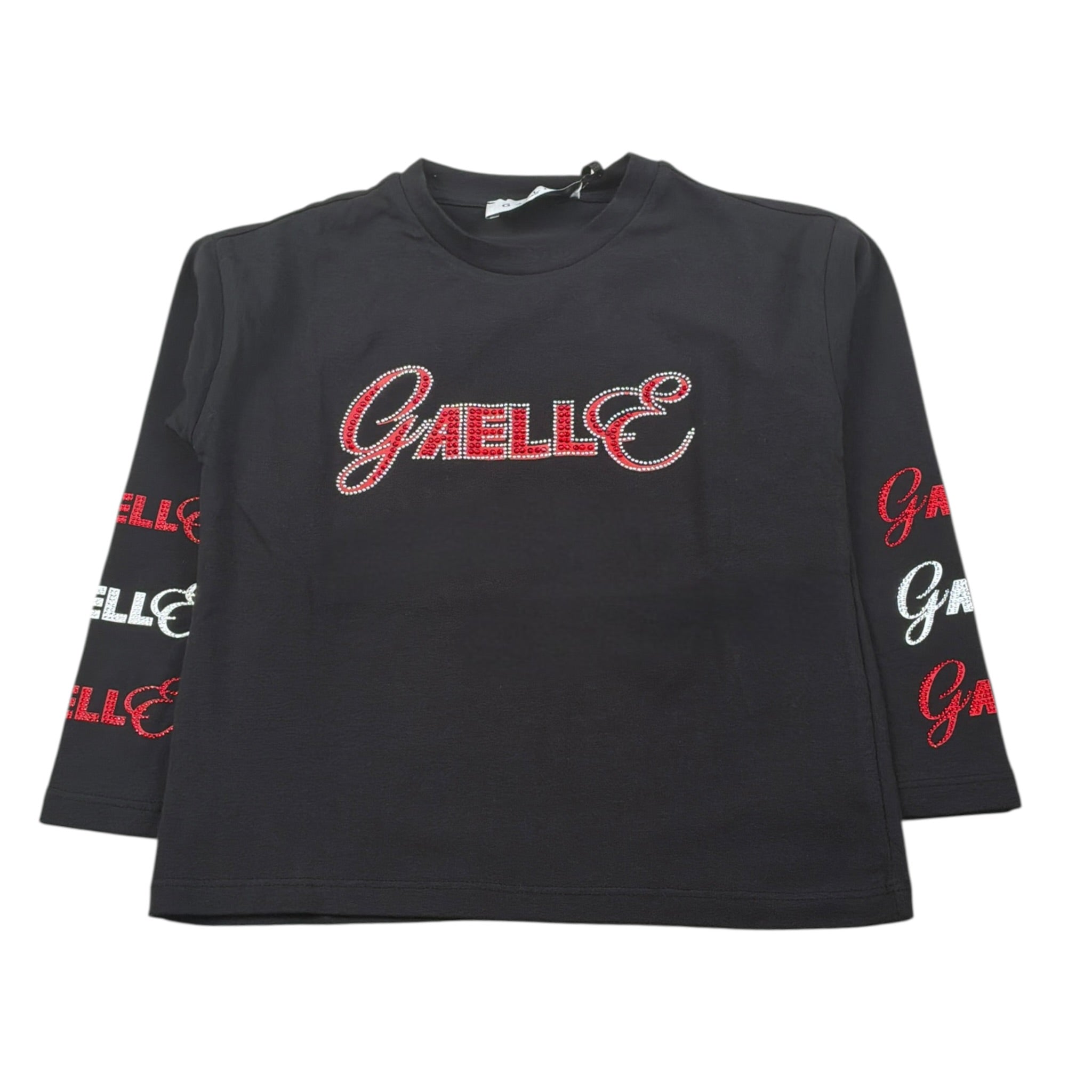 Gaelle Shirt Girocollo tinta unita con Stampe Nero per Bambina 2741M00579 NERO GAELLE 