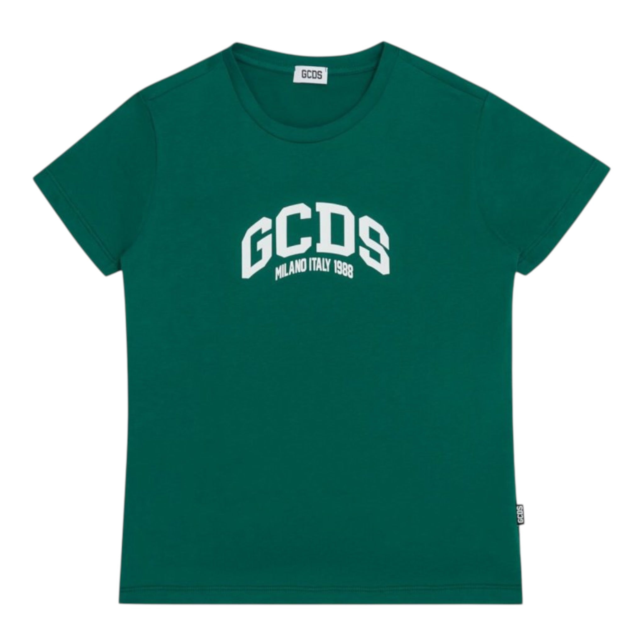Gcds T-Shirt tinta unita con Stampa Verde per Bambino B2KM2328BA3 VERDE GCDS 