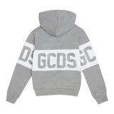 Gcds Felpa tinta unita con Cappuccio E Stampa Grigio per Bambino B2KU1926BA2X GRIGIO GCDS 