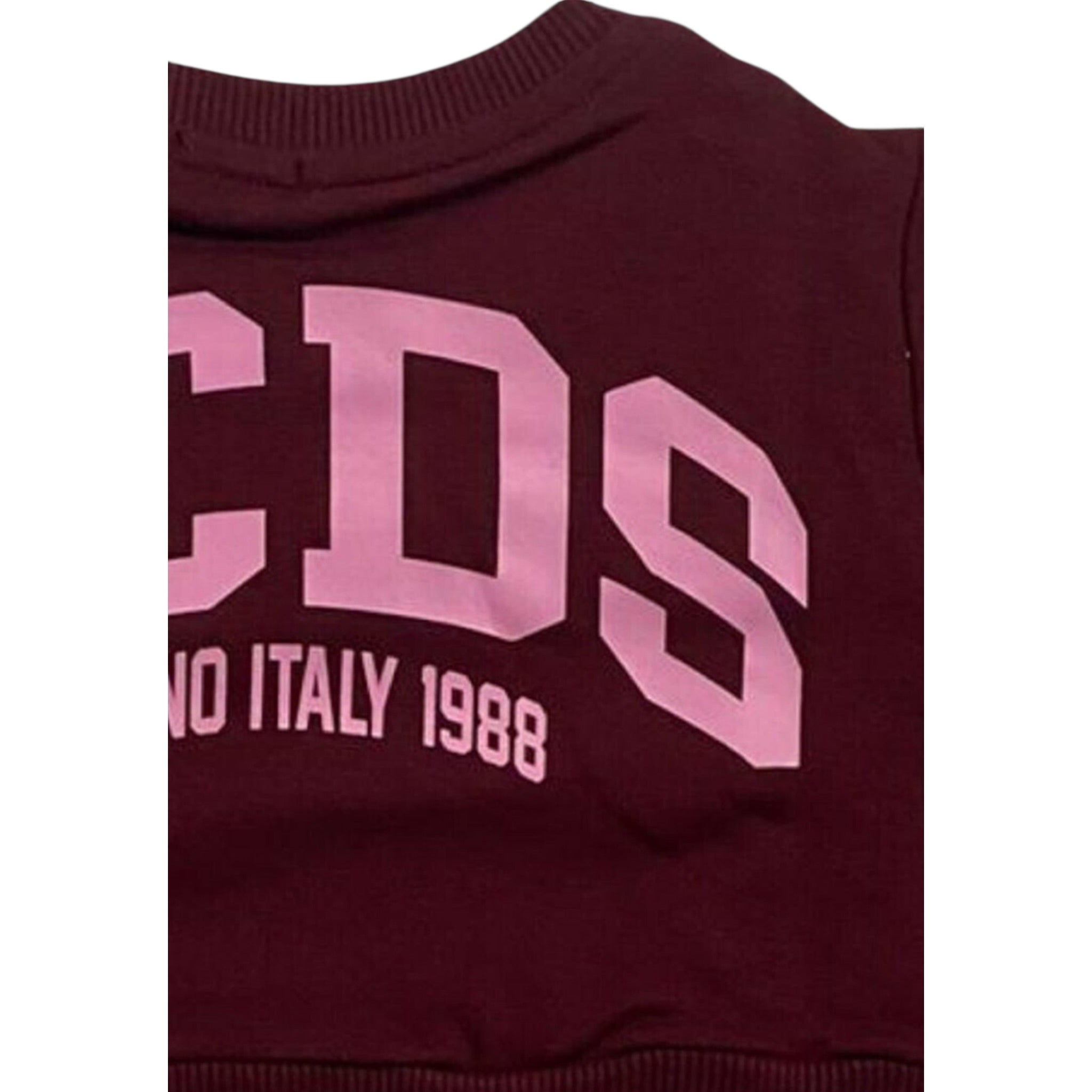 Gcds Felpa Chiusa Girocollo tinta unita con Logo Bordeaux per Bambina B2KW1531BA5 BORDEAUX GCDS 
