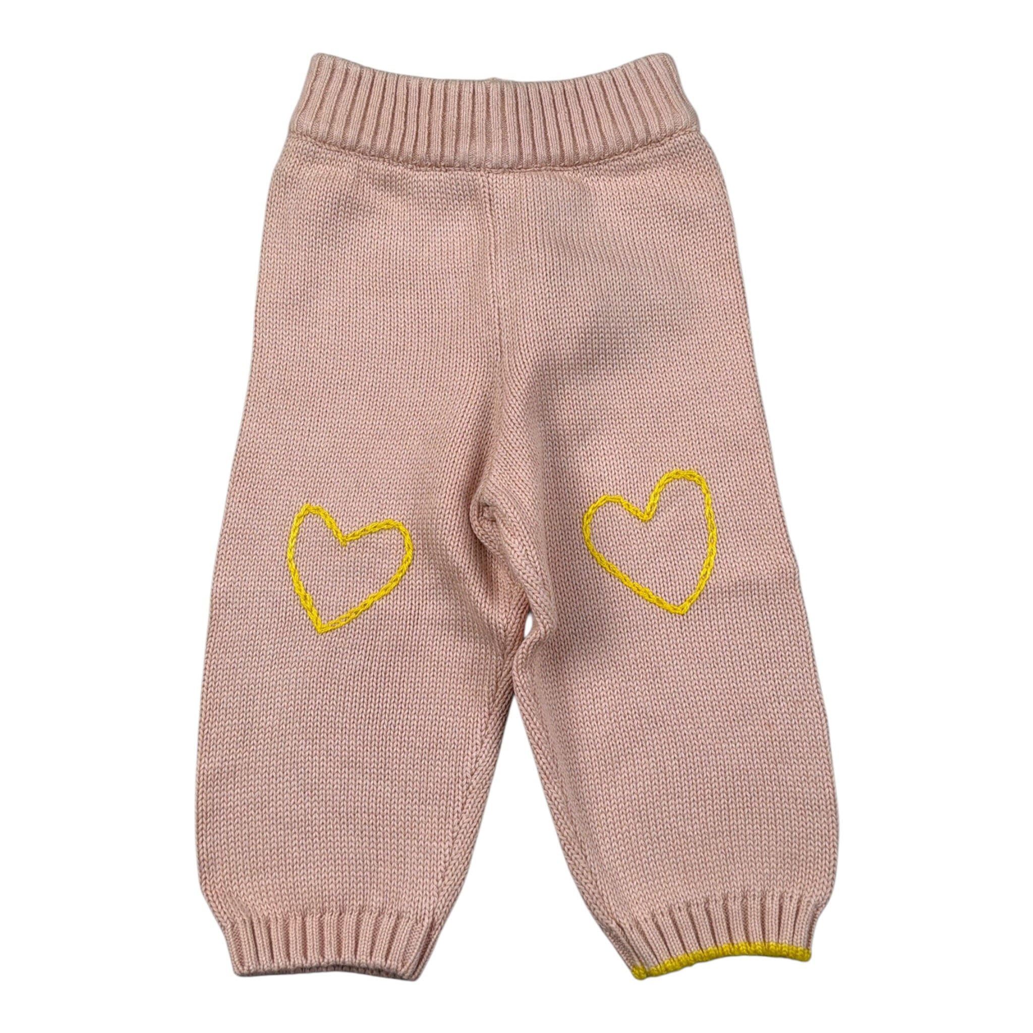 Gensami Pantalone In Maglia tinta unita con Ricami Rosa per Neonata PT01B ROSA GENSAMI 