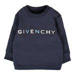 Givenchy Felpa Chiusa Girocollo tinta unita con Logo Blu per Neonato H30884 BLU GIVENCHY 