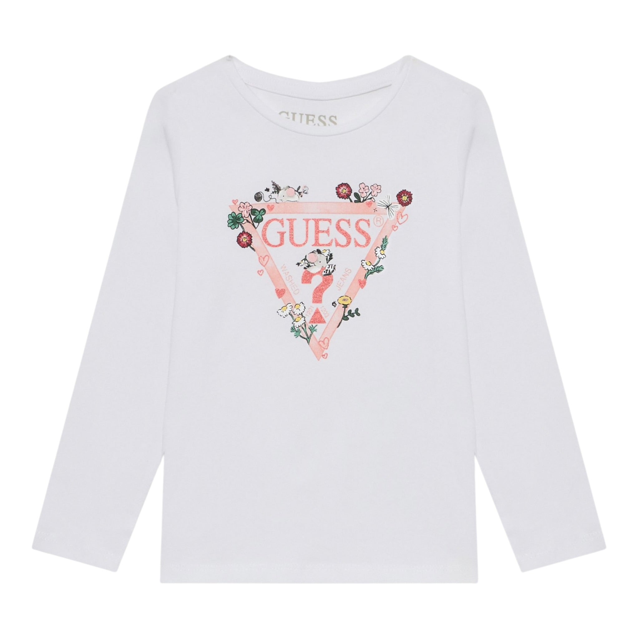 Guess Shirt tinta unita con Stampa Bianco per Neonata A5YI03K6YW4X BIANCO GUESS 