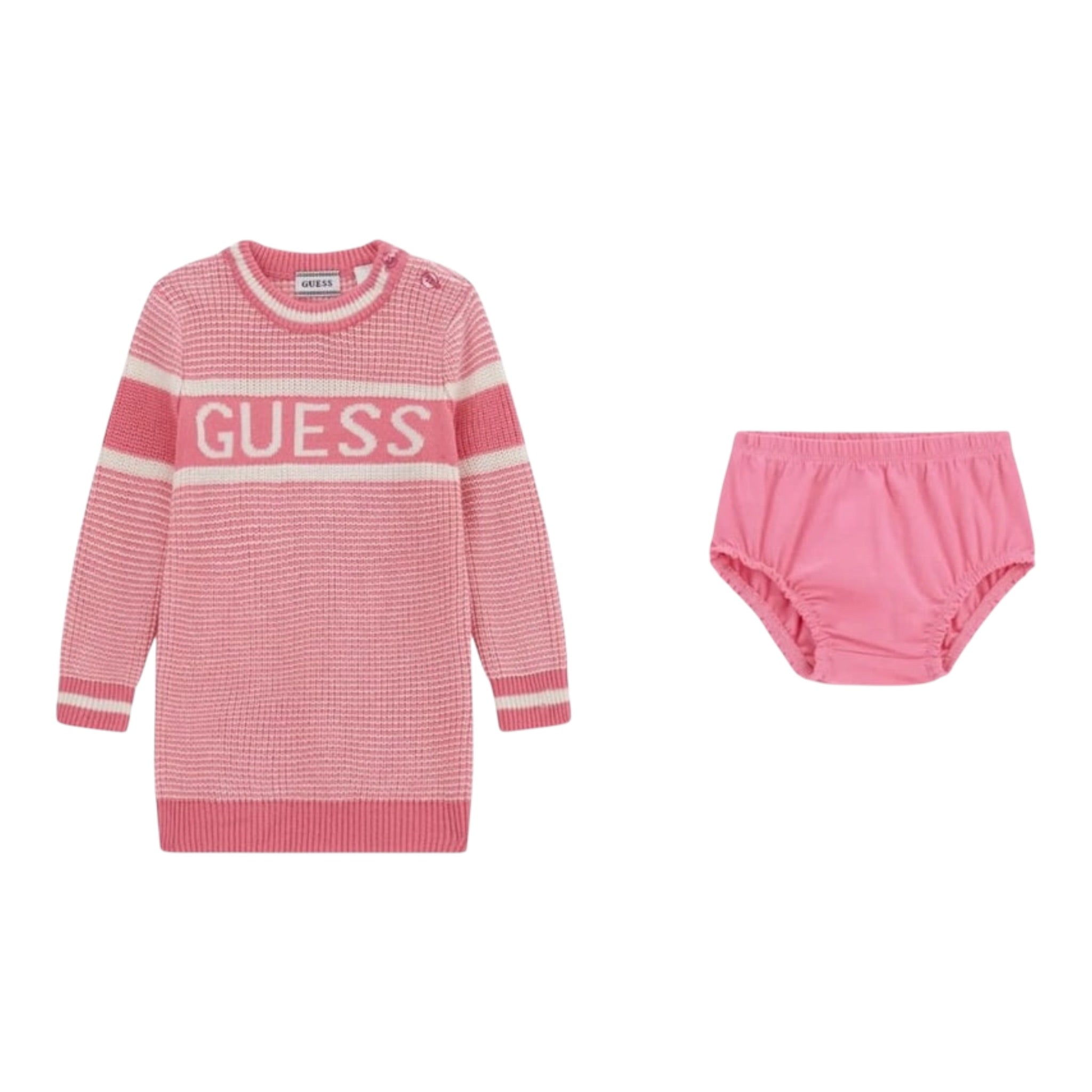 Guess Set Abito-Coulotte tinta unita con Stampa Rosa per Neonata A5YK04Z3OJ0 ROSA GUESS 