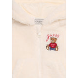 Guess Giubbino In Teddy tinta unita con Cappuccio E Zip Panna per Bambino HSBT01WGSO0J PANNA GUESS 