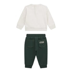 Guess Completo 2Pz Felpa-Pantalone Bicolore Bianco/Verde per Neonato I5BG08KAX74 BIANCO/VERDE GUESS 