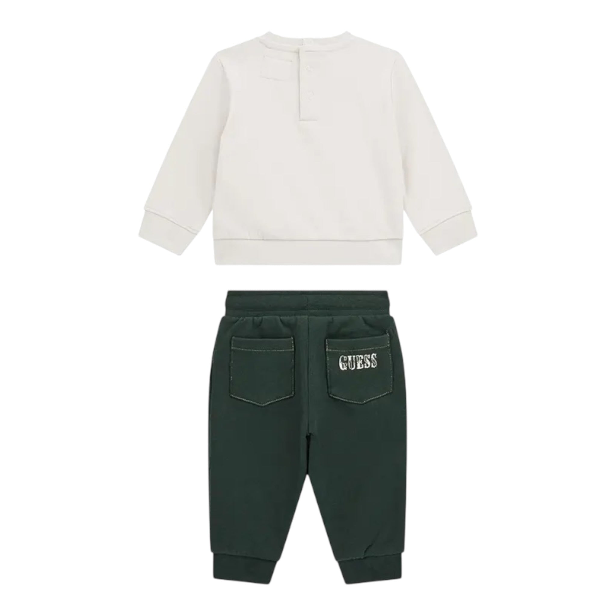 Guess Completo 2Pz Felpa-Pantalone Bicolore Bianco/Verde per Neonato I5BG08KAX74 BIANCO/VERDE GUESS 