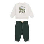 Guess Completo 2Pz Felpa-Pantalone Bicolore Bianco/Verde per Neonato I5BG08KAX74 BIANCO/VERDE GUESS 