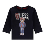 Guess Shirt tinta unita Girocollo con Stampa Blu per Neonato I5YI04K8HM4XX BLU GUESS 