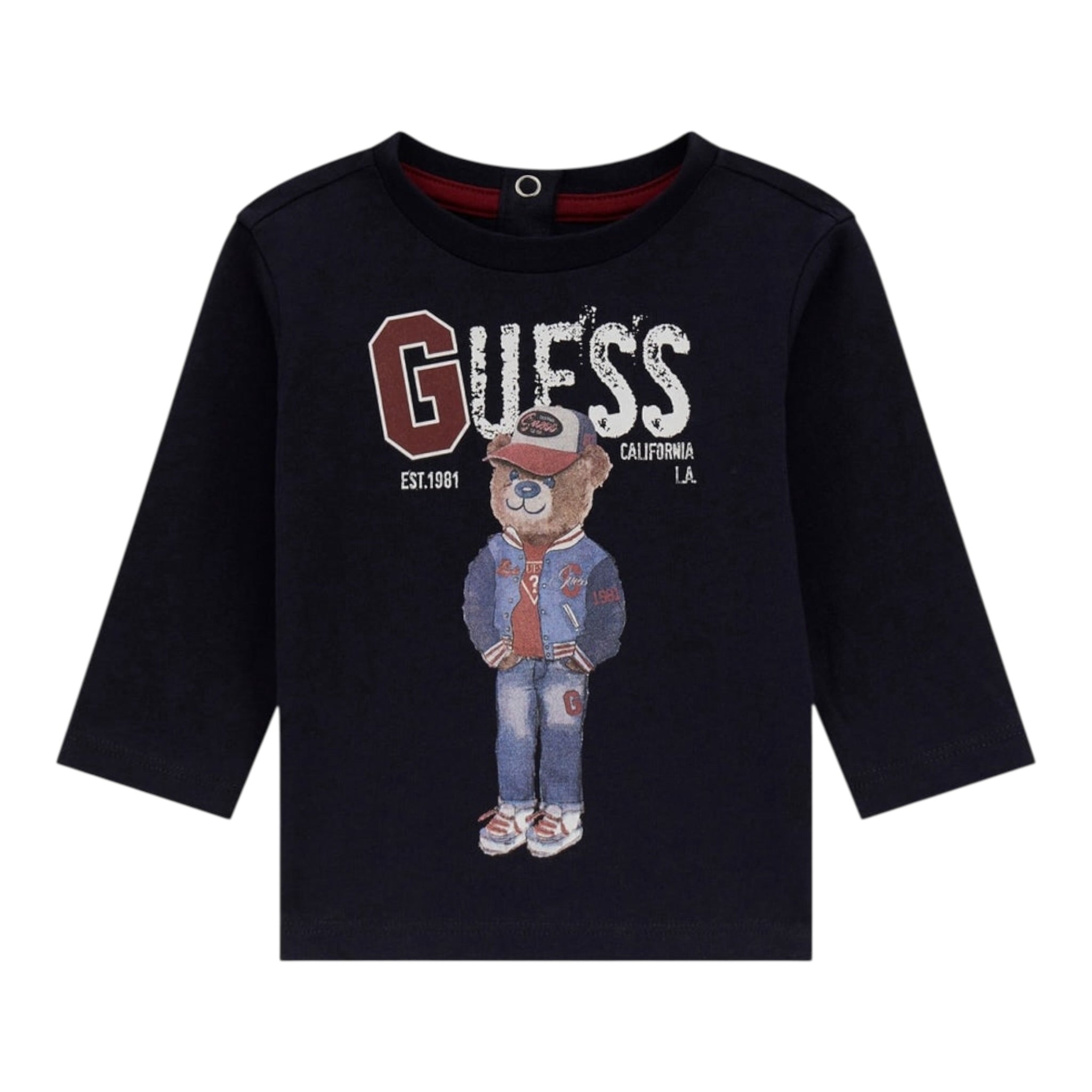 Guess Shirt tinta unita Girocollo con Stampa Blu per Neonato I5YI04K8HM4XX BLU GUESS 