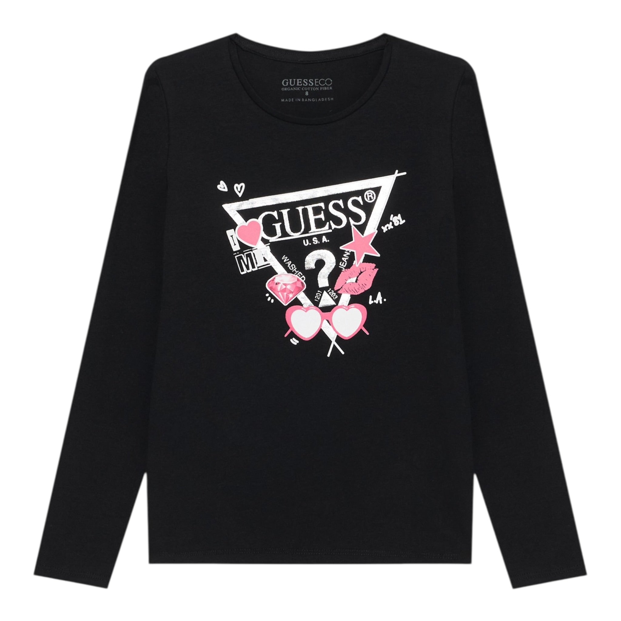 Guess Shirt tinta unita con Stampa Nero per Bambina J5YI01K6YW4 NERO GUESS 