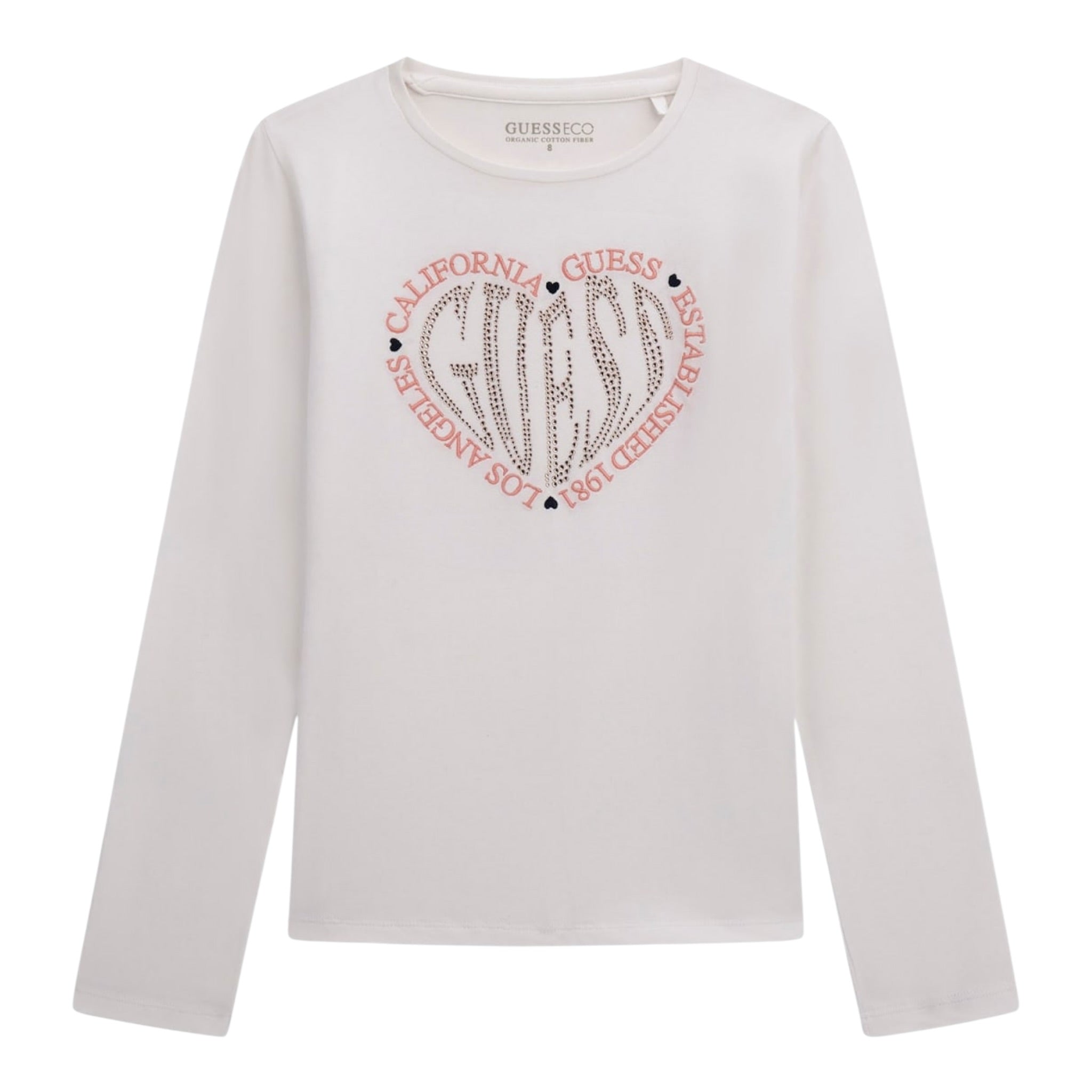 Guess Shirt Girocollo tinta unita con Stampa Bianco per Bambina J5YI38K6YW4 BIANCO GUESS 