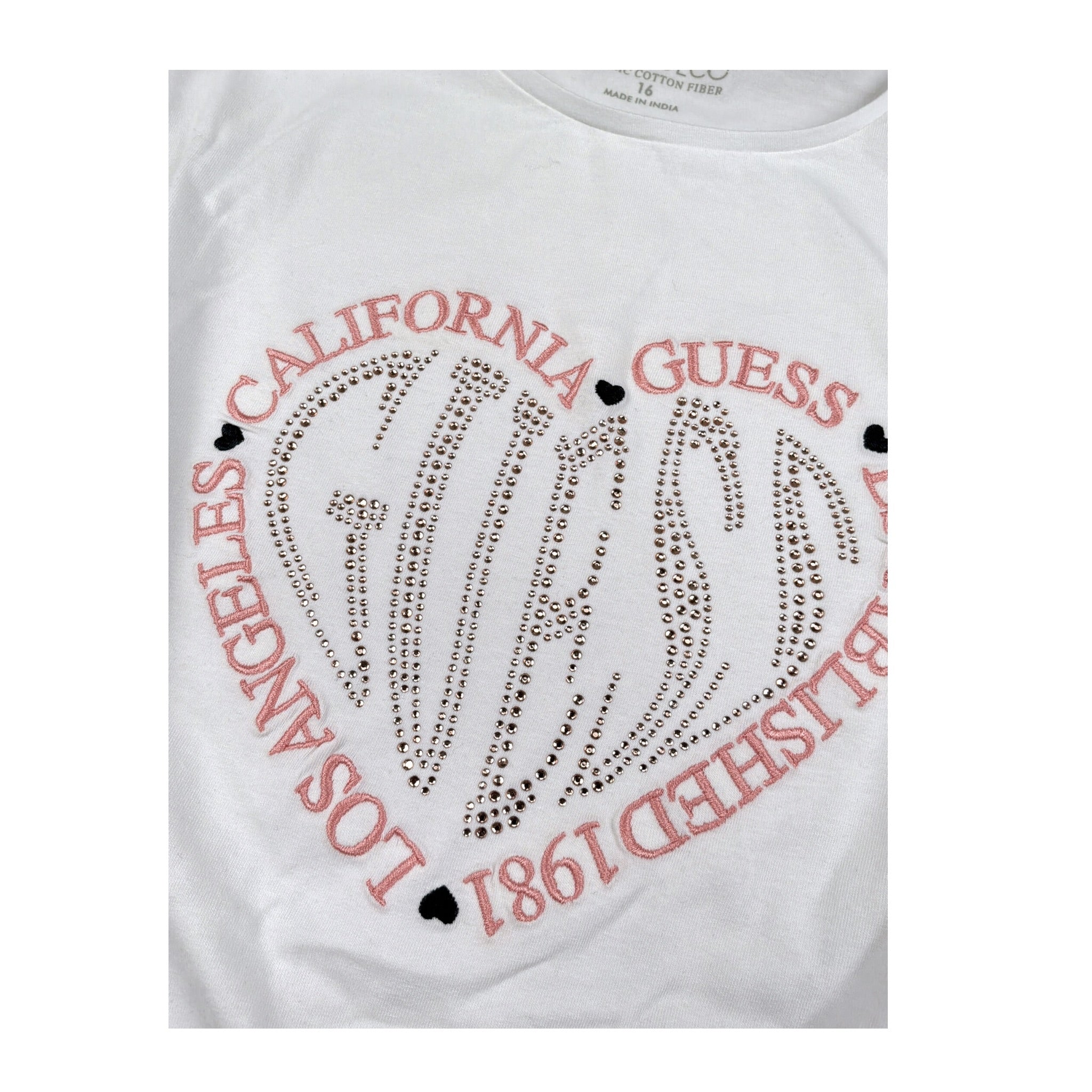 Guess Shirt Girocollo tinta unita con Stampa Bianco per Bambina J5YI38K6YW4 BIANCO GUESS 