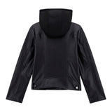 Guess Chiodo In Ecopelle tinta unita con Cappuccio Nero per Bambino J5YL01WAEI0 NERO GUESS 