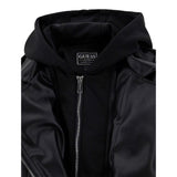 Guess Chiodo In Ecopelle tinta unita con Cappuccio Nero per Bambino J5YL01WAEI0 NERO GUESS 