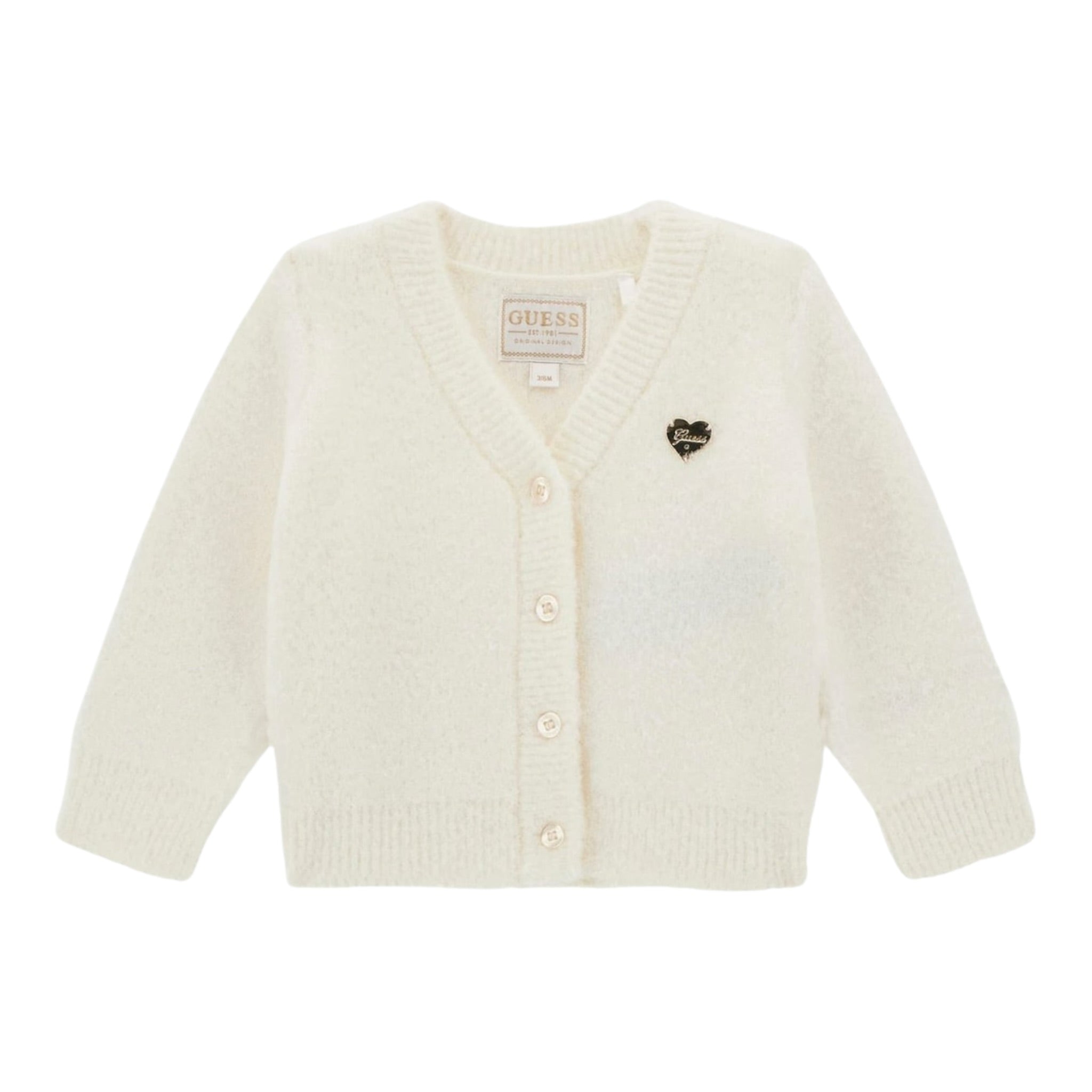 Guess Cardigan tinta unita con Applicazione Logo Panna per Bambina K4BR04Z3220 PANNA GUESS 