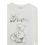 Guess Shirt Girocollo tinta unita con Pailettes Bianco per Neonata K5BI03J1314 BIANCO GUESS 