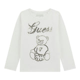 Guess Shirt Girocollo tinta unita con Pailettes Bianco per Neonata K5BI03J1314 BIANCO GUESS 