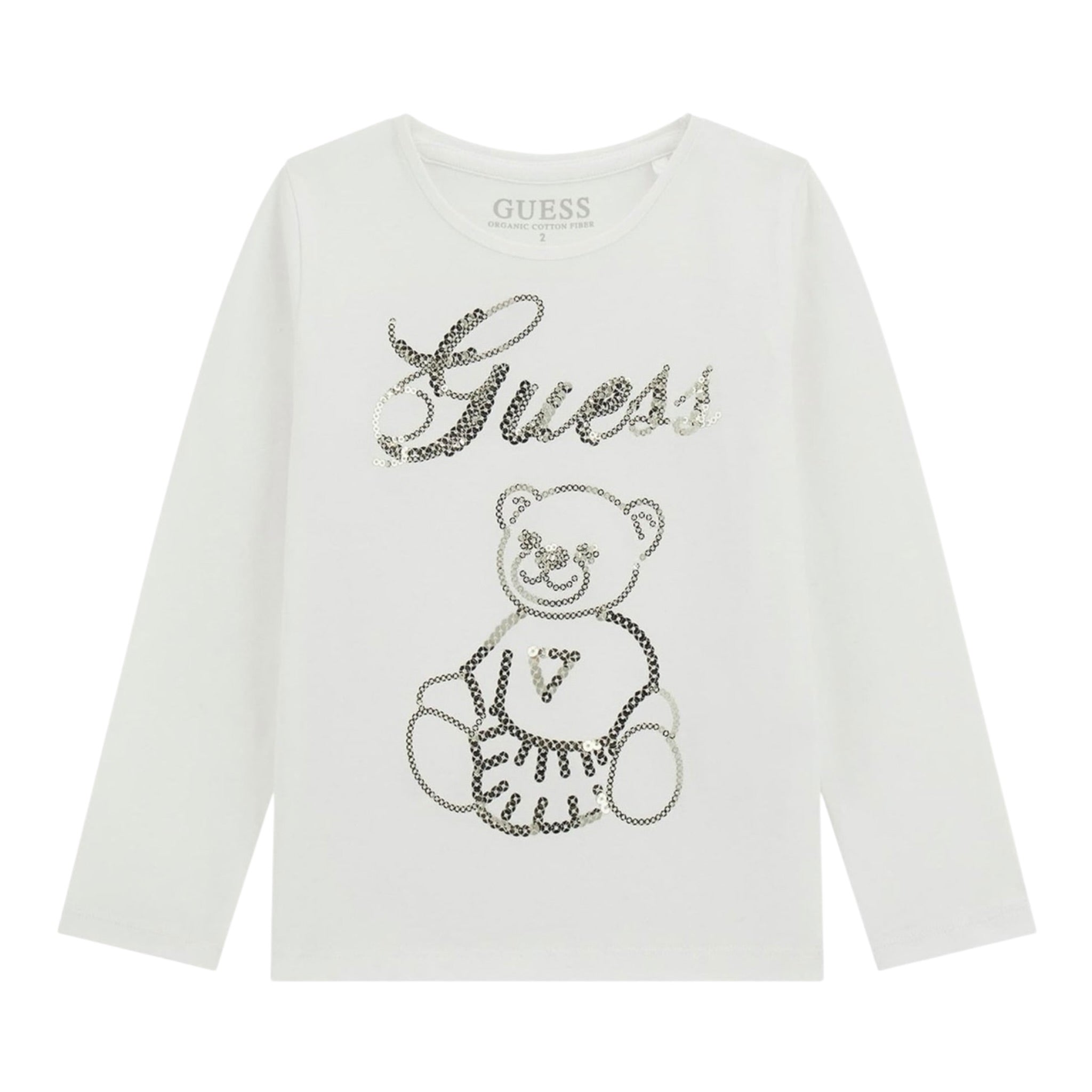 Guess Shirt Girocollo tinta unita con Pailettes Bianco per Neonata K5BI03J1314 BIANCO GUESS 