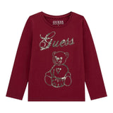 Guess Shirt Girocollo tinta unita con Pailettes Bordeaux per Neonata K5BI03J1314 BORDEAUX GUESS 