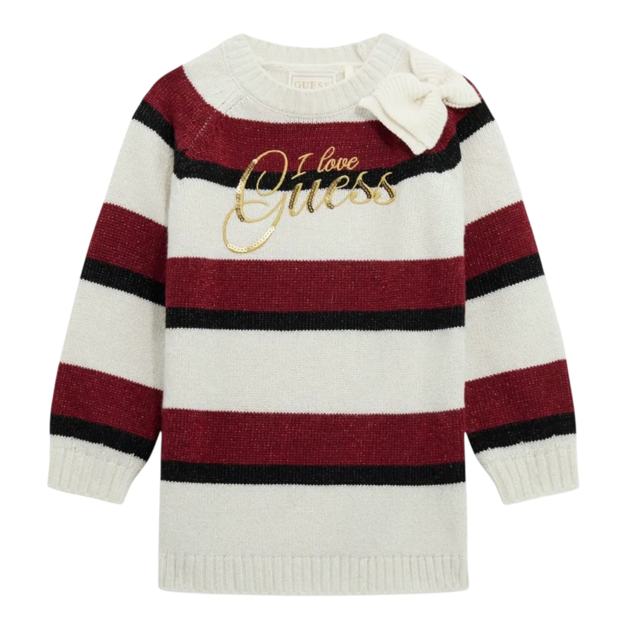 Guess Abito Bicolore con Fantasia A Righe Bianco per Bambina K5BK19Z2V70 BIANCO GUESS 