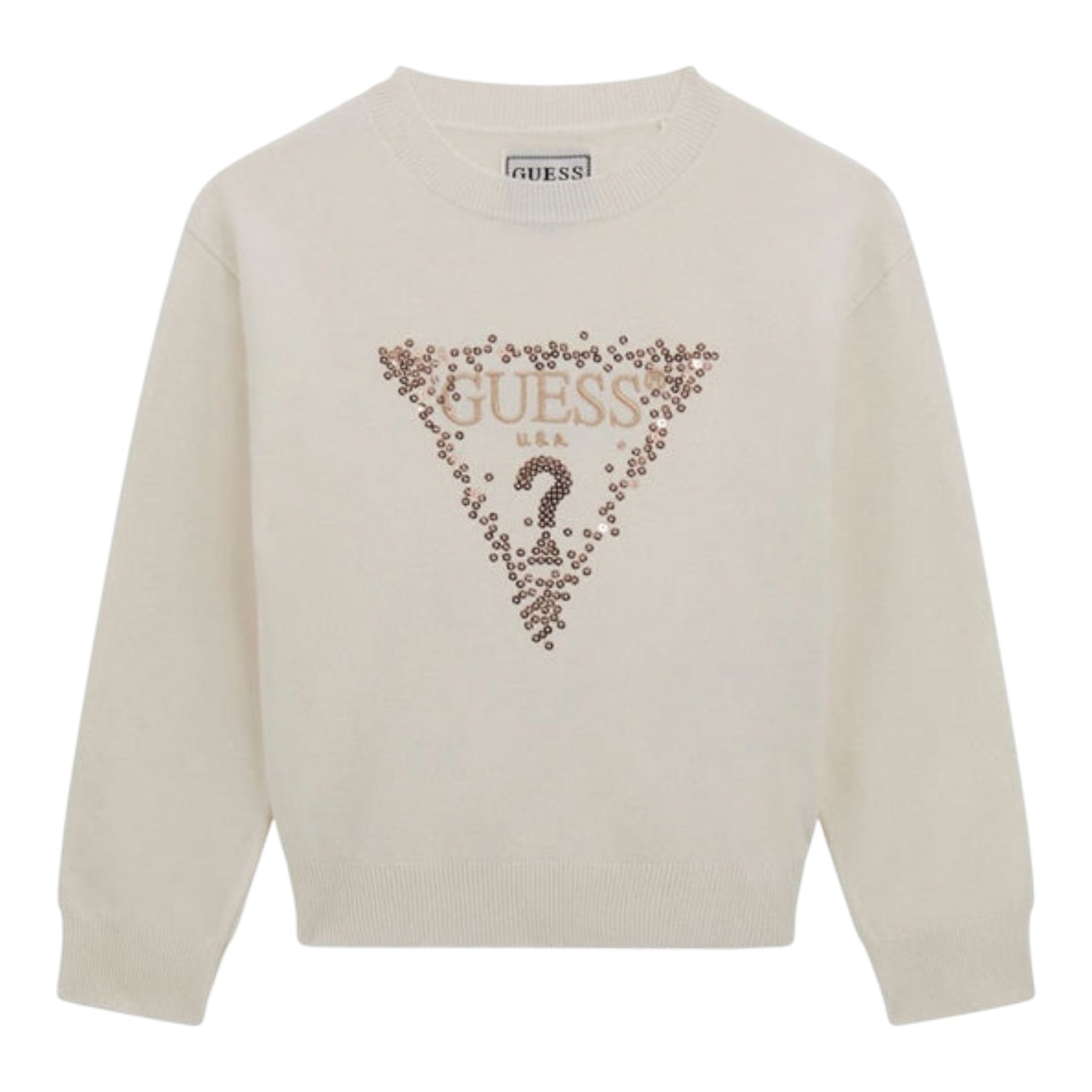 Guess Maglia Girocollo tinta unita con Paillettes Panna per Neonata K5BR04Z2NQ2X PANNA GUESS 